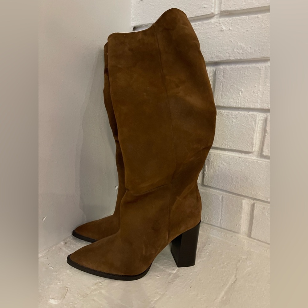 Brand New Zara Brown Suede Knee High Boots